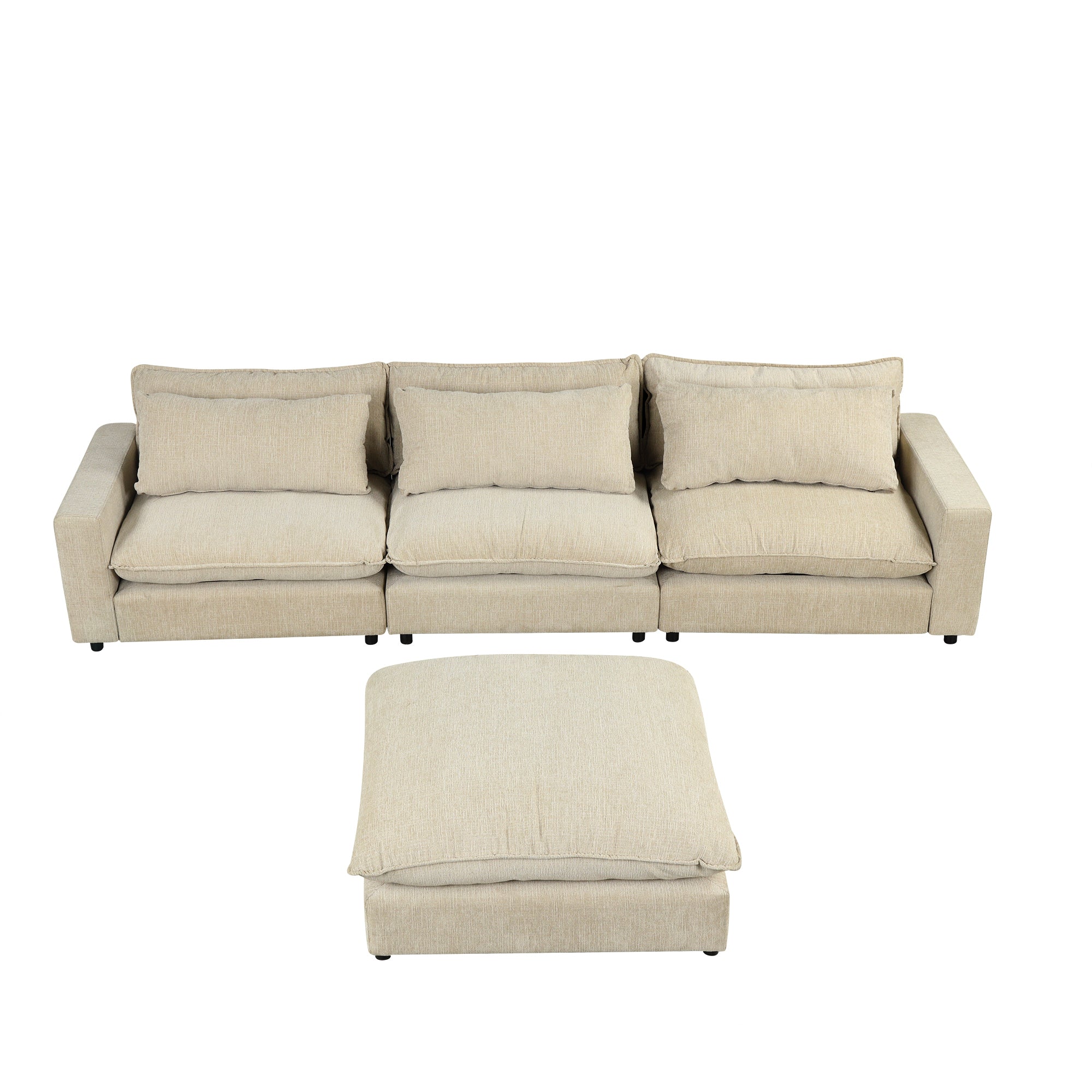Chenille Upholstered Cloud Sofa Modular Sectional - Beige