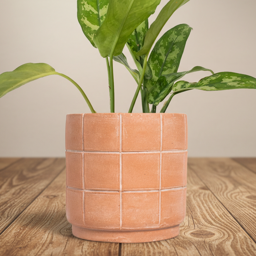 Grid Terracotta Planter - Medium