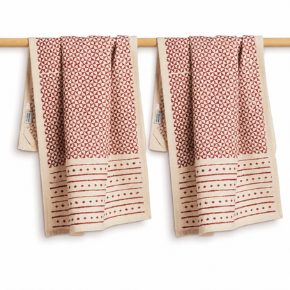Hand Block Printed Kitchen Towels - Set of 2