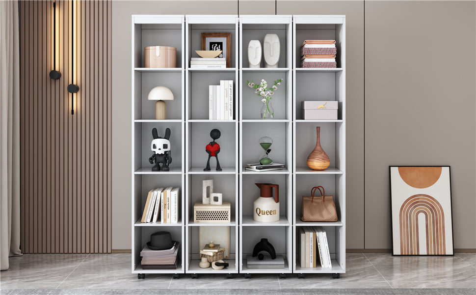 Queen Murphy Bed with Storage Doors - White