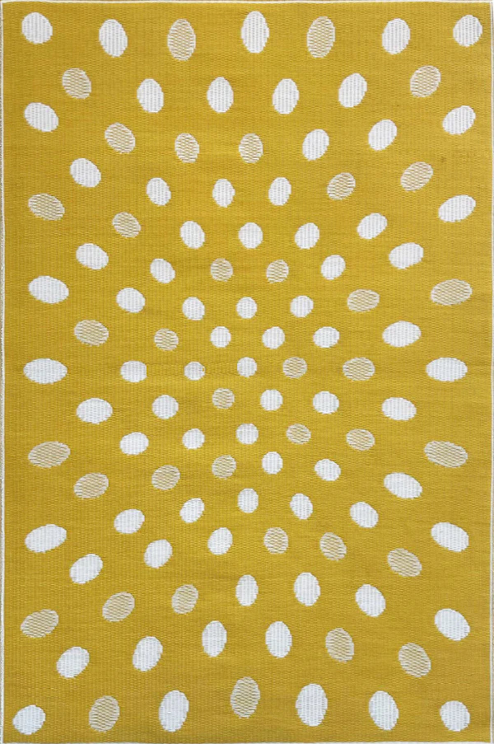 Crazy Dots Yellow &amp; White Reversible Outdoor Mat