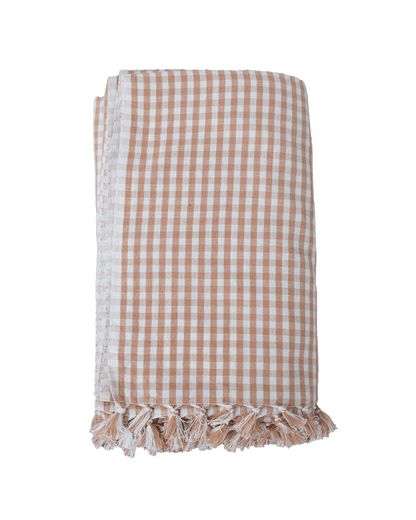Tan Gingham Organic Cotton Tablecloth - 2 Sizes