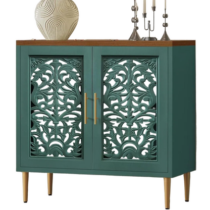 Green Carved Accent Cabinet