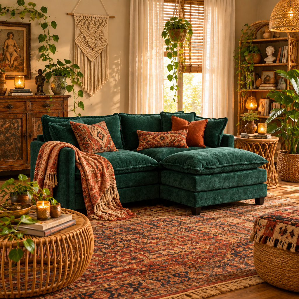 Cloud  LoveSeat Sofa (Ottoman is not included) Chenille Fabric in Green