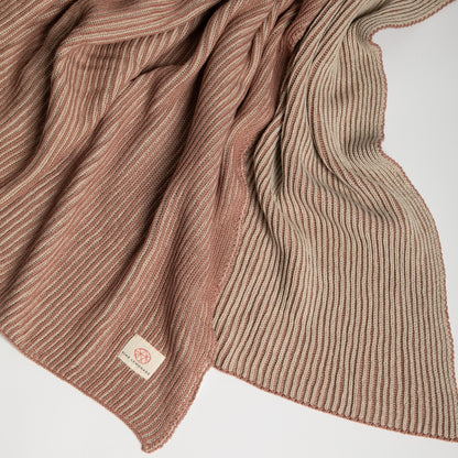 Ribbed Organic Cotton Knit Throw Blanket