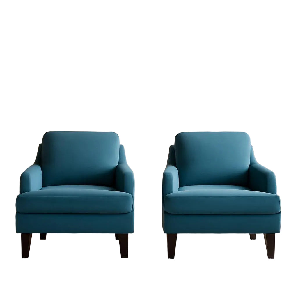Linen Upholstered Accent Chair In Steel Blue