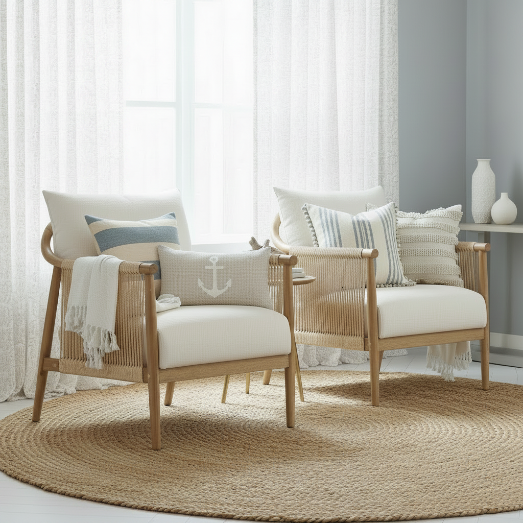 Cream Braided Accent Chairs - Set Of 2