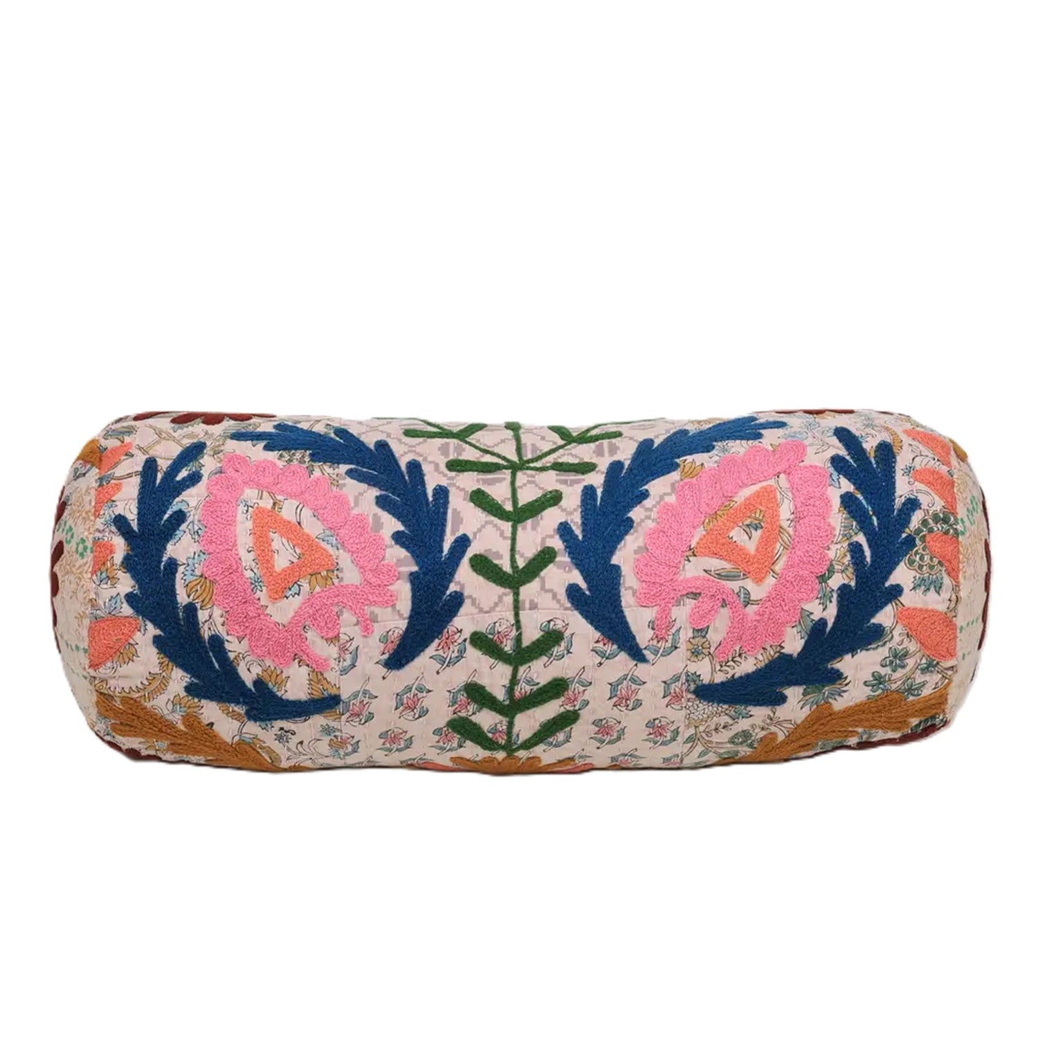 Kantha Gudari Bolster Pillow | 21x8"
