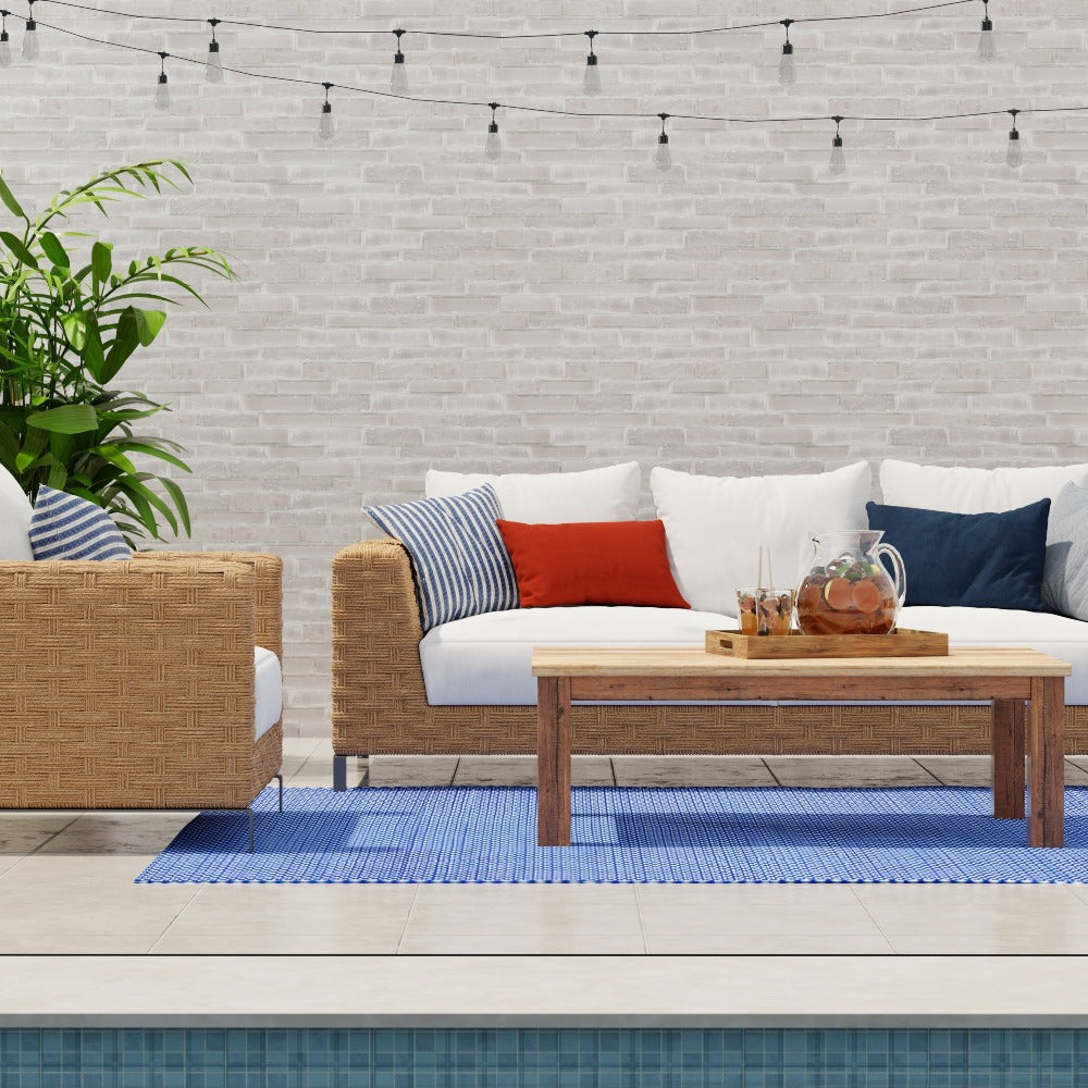 Basic Blue &amp; White Outdoor Mat
