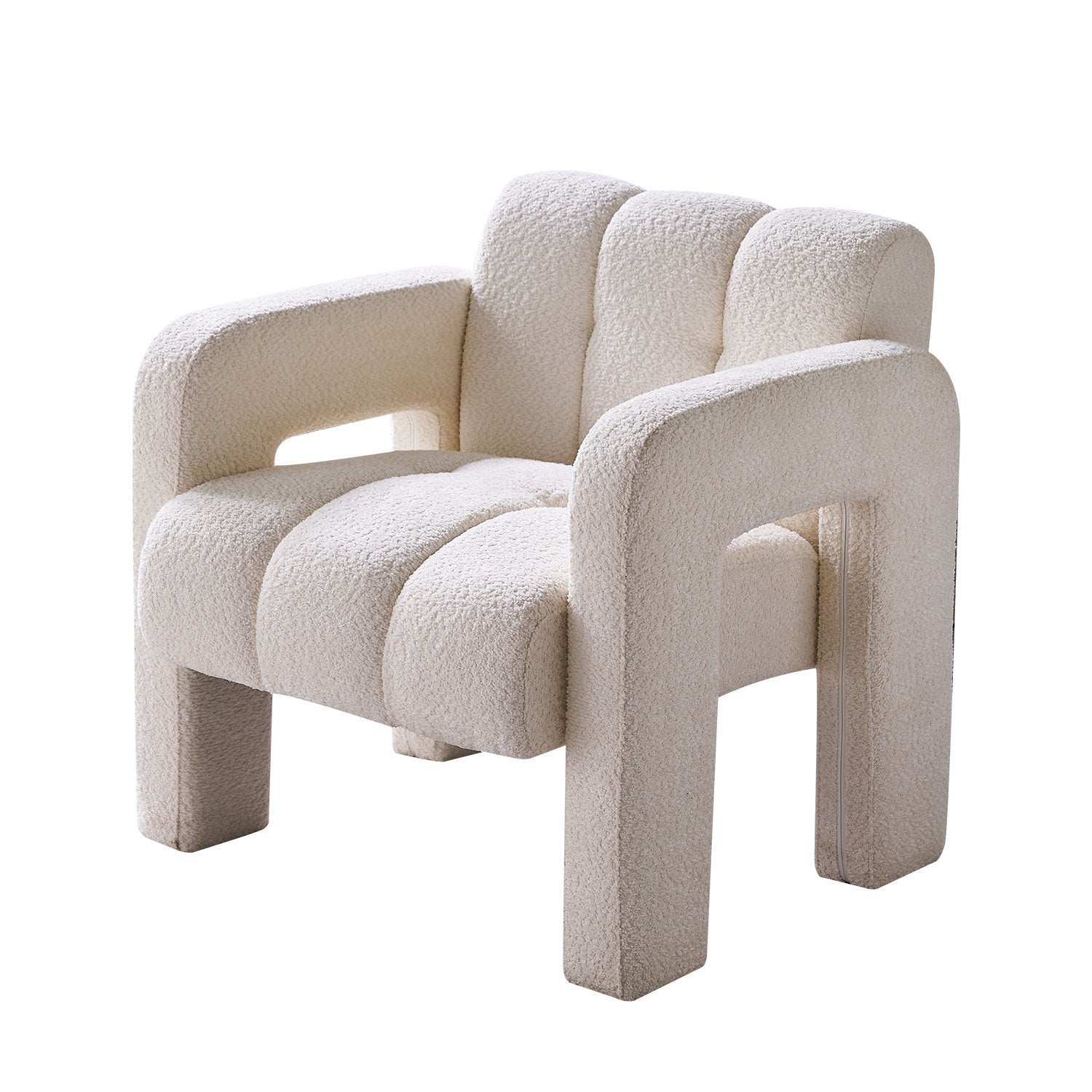 White Boucle Upholstered Accent Chair