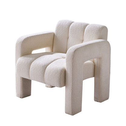 White Boucle Upholstered Accent Chair
