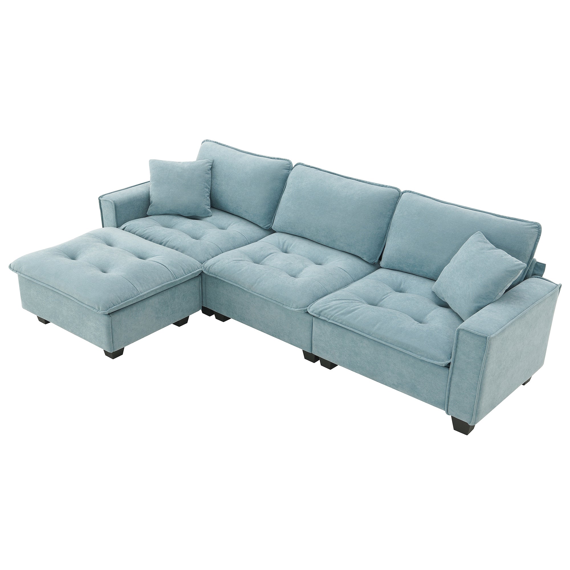 Modern Reversible Sofa Sectional in Sky Blue