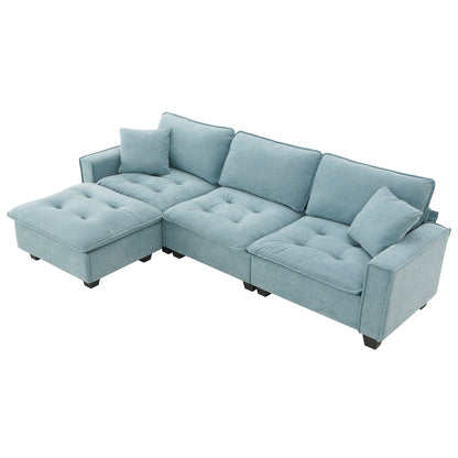 Modern Reversible Sofa Sectional in Sky Blue