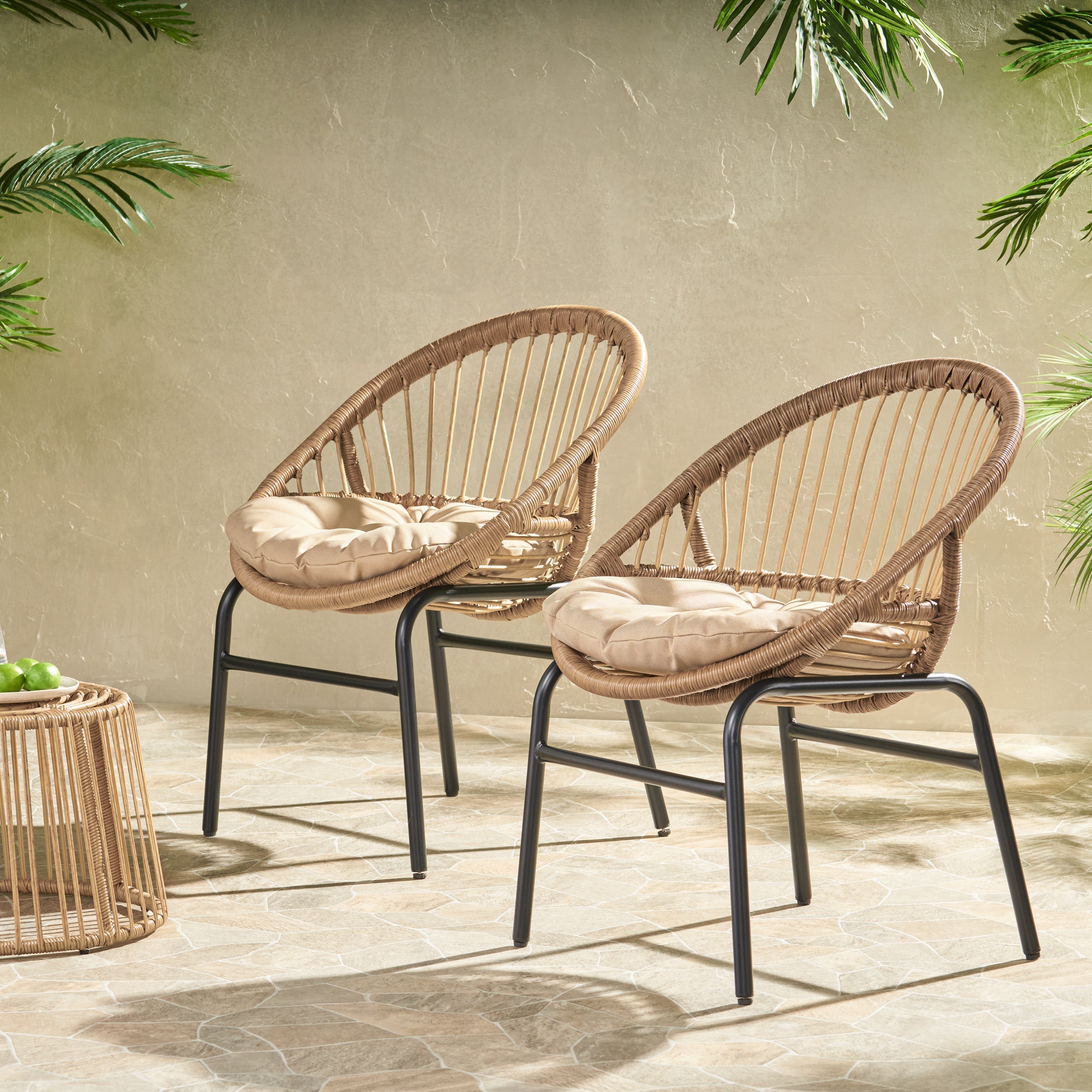 Outdoor Accent Chair with Curved Back - Set of 2