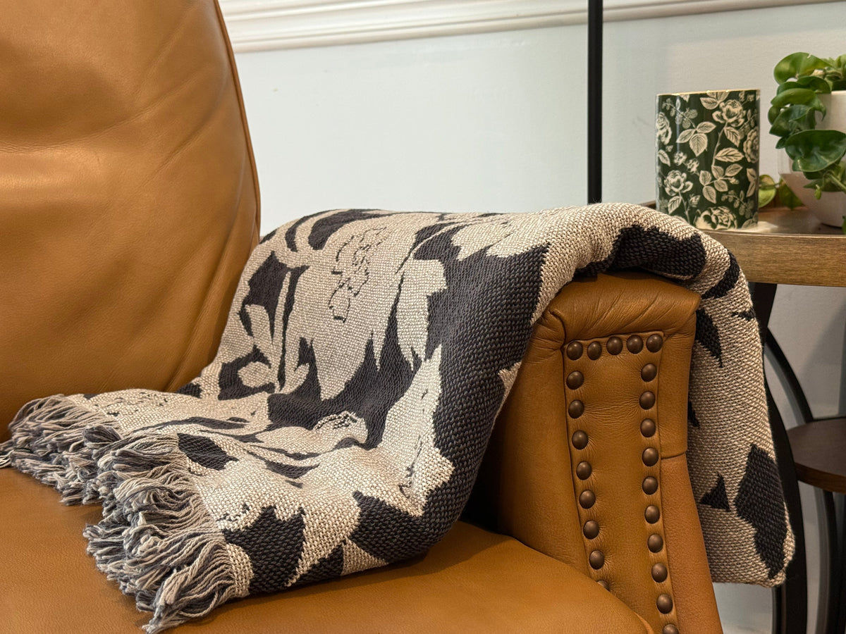 Neutral Floral Jacquard Woven Throw