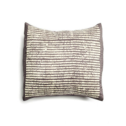Maple Black Hand Wax Block Printed Stripes Mulberry Silk Pillow