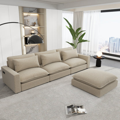 Chenille Upholstered Cloud Sofa Modular Sectional - Beige