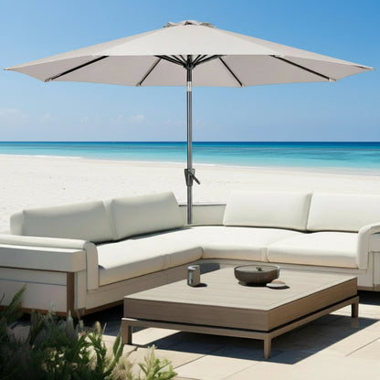Large Market Outdoor Umbrella With Push Button Tilt - Beige