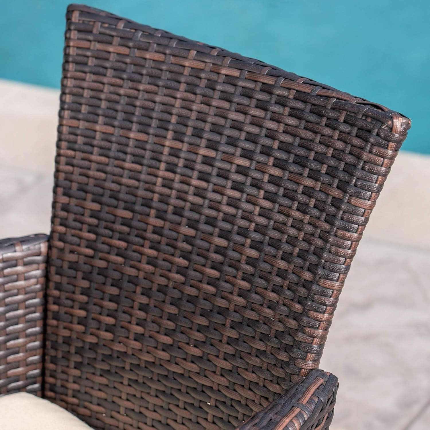 Outdoor 7 Piece Acacia Wood/Wicker Dining Set