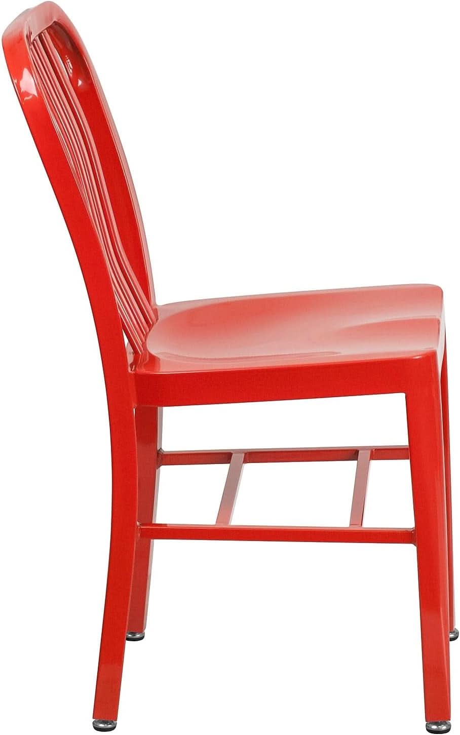 Commercial Grade Red Metal Indoor/Outdoor Dining Chair
