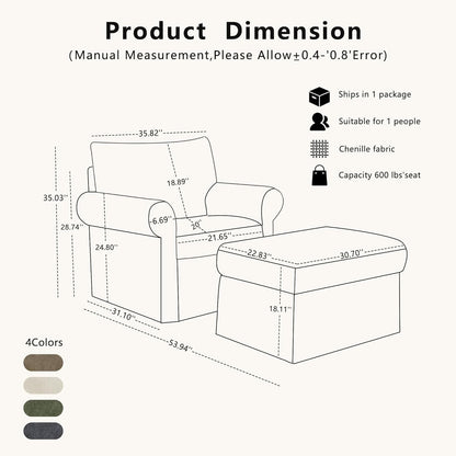 Gray Accent Chair With Ottoman