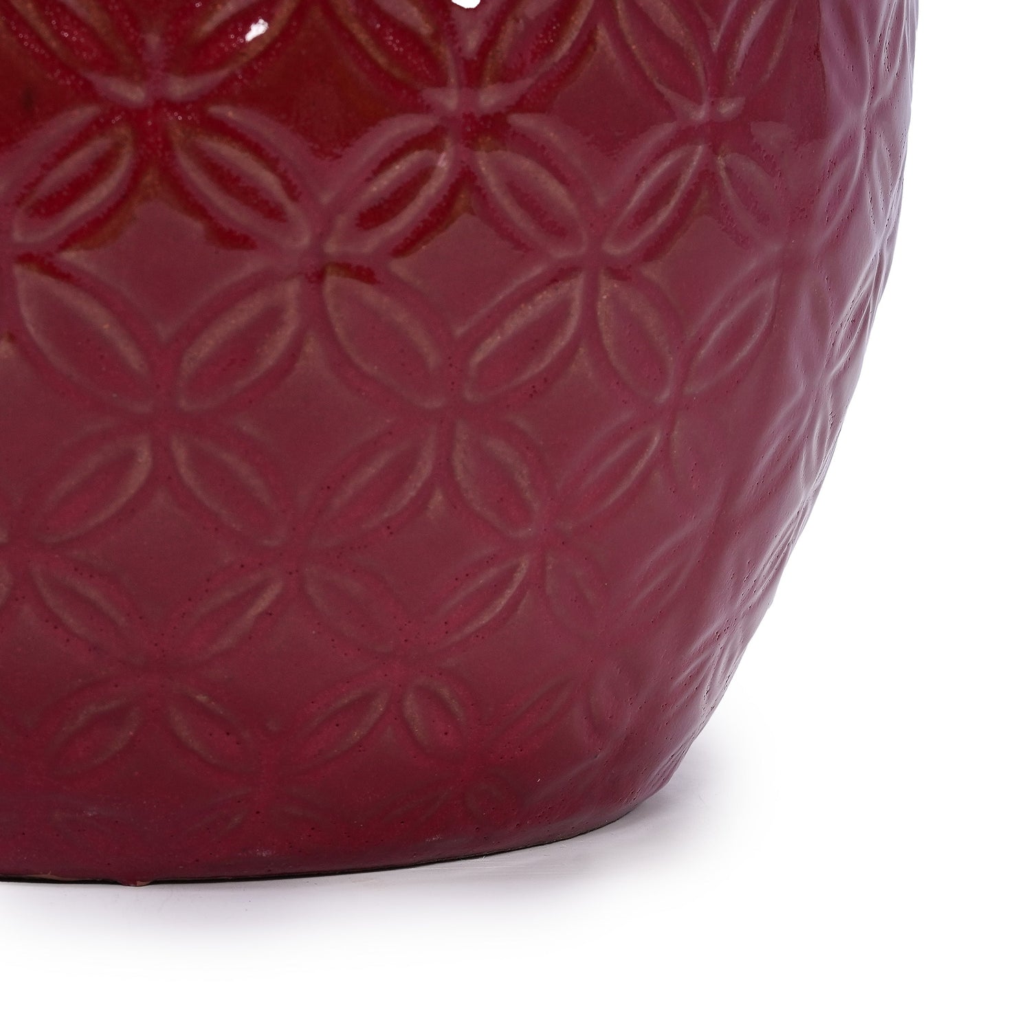 Set of 3 Ceramic Flowerpots - Red