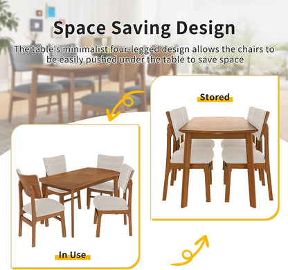 Solid Wood Dining Set For Small Spaces  - 5 Pc Set