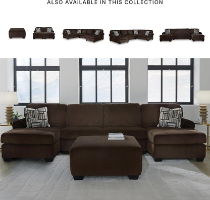 Dark Brown Textured Stripe Oversized Ottoman