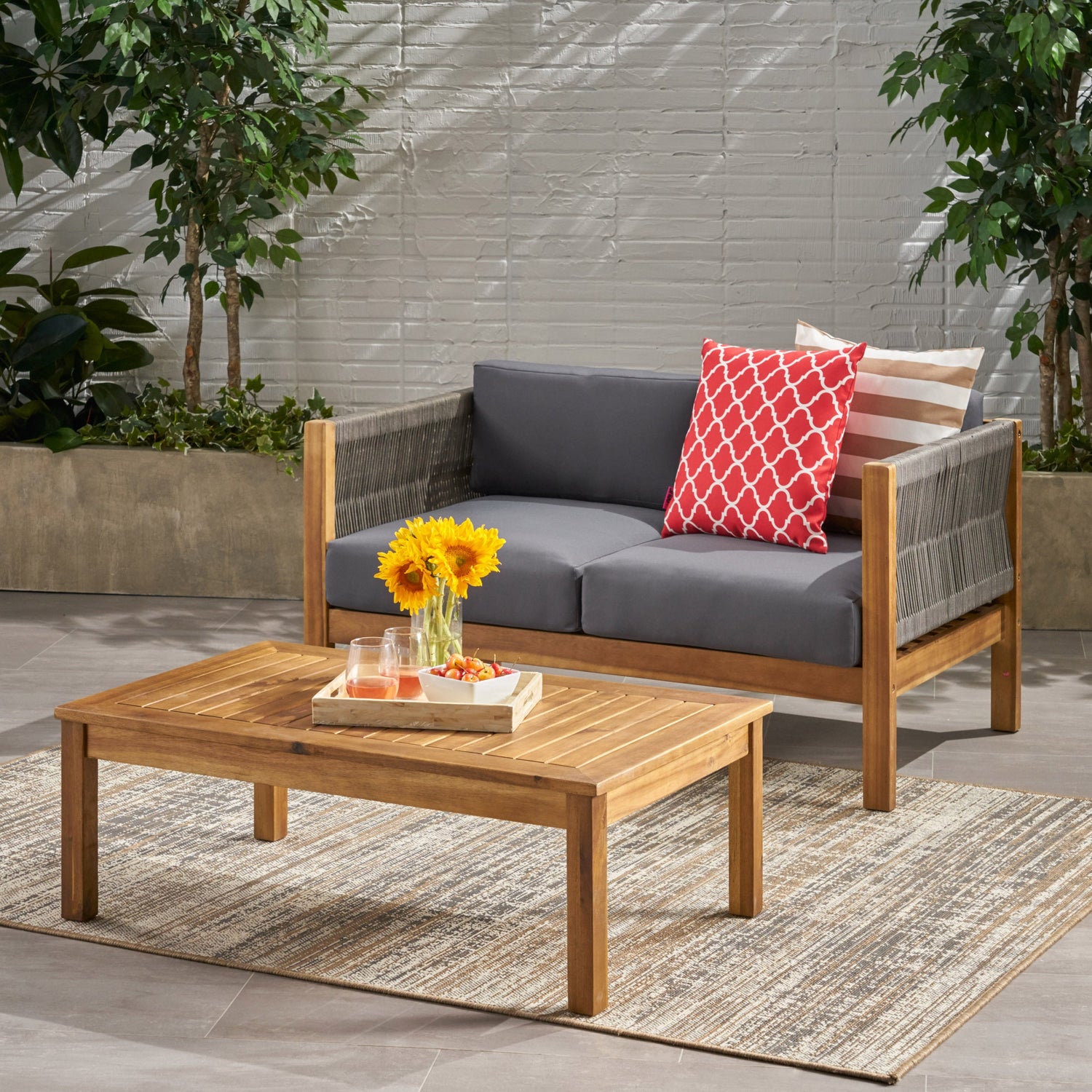 LAUREL Outdoor 4 Piece Chat Set in Gray