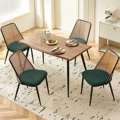 Walnut Finish Raw Edge 47" Dining Set - Green