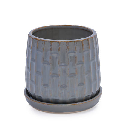 Set of 2 Ceramic Flowerpots - Gray