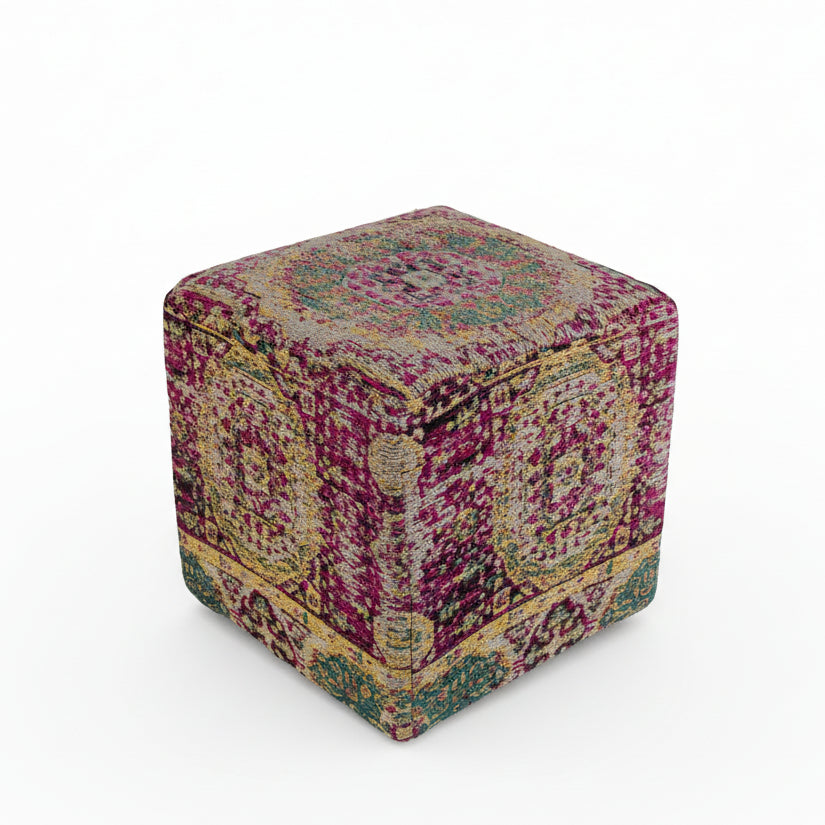 Gretna Magenta Ottoman Pouf