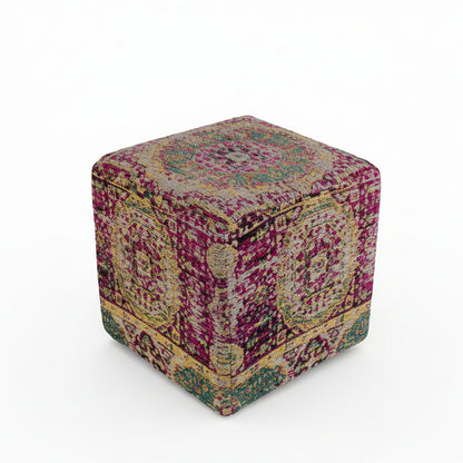 Gretna Magenta Ottoman Pouf