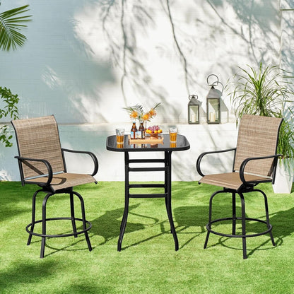 Outdoor Swivel Barstools - 4 Piece Set, Tan