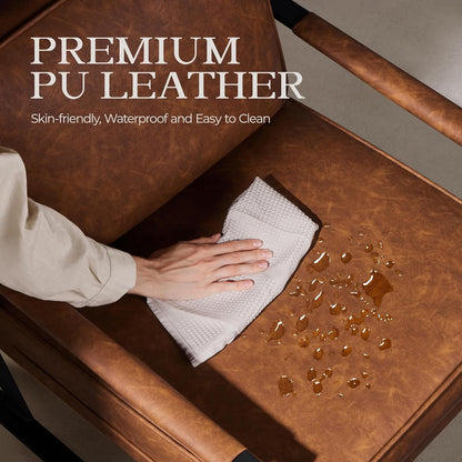 PU Leather Armchair Set in Chestnut