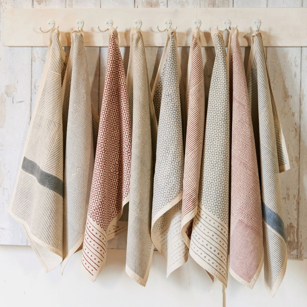 Hand Block Printed Kitchen Towels - Set of 2