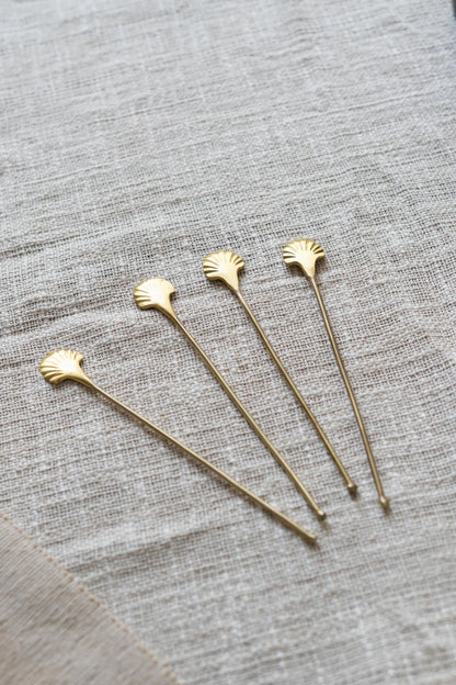 Brass Seashell Stirrers - Set of 4
