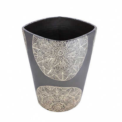 Hearst Terracotta Geometric Black Planter