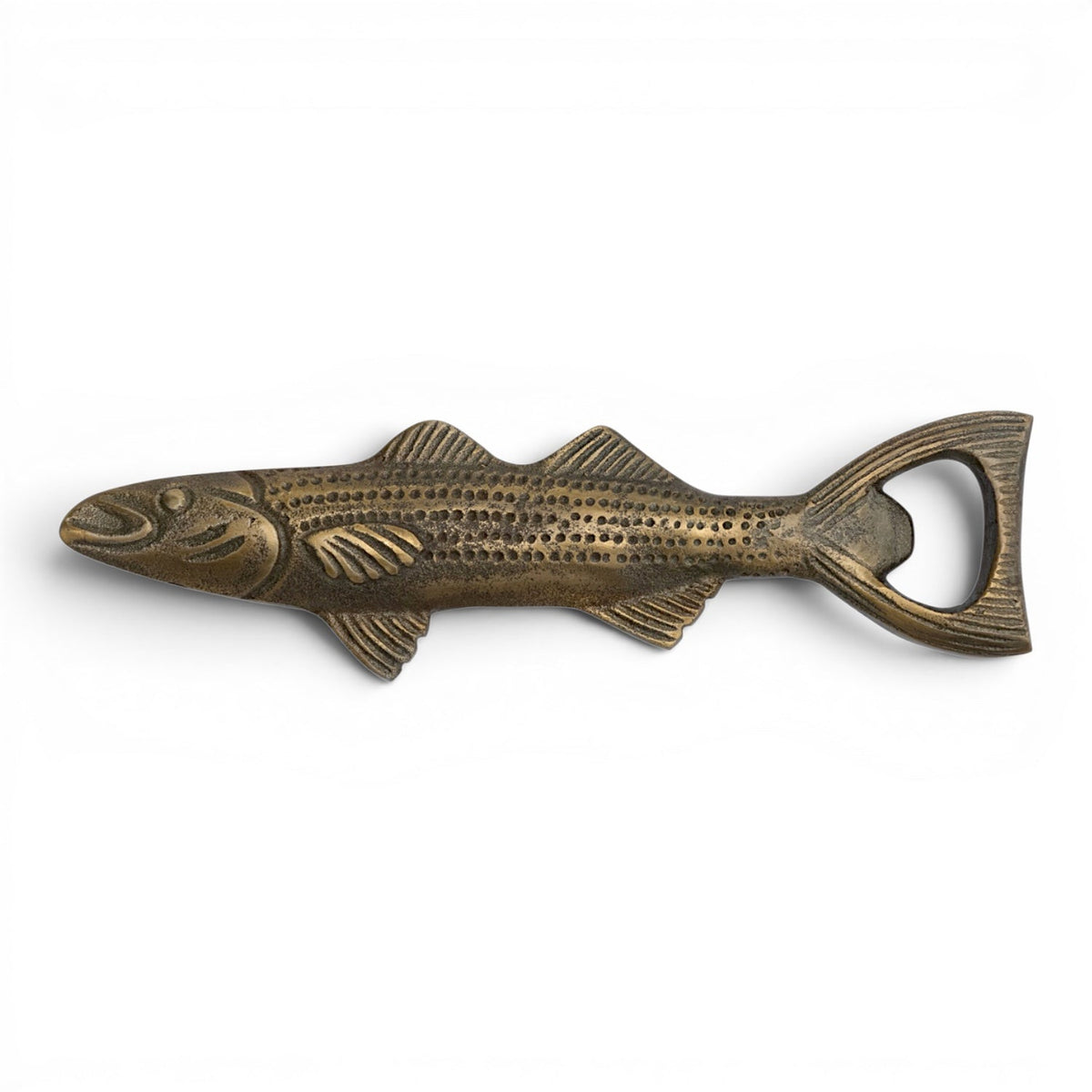 Antique Gold Aluminum Fish Bottle Opener