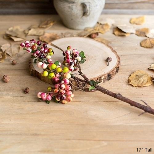 Artificial Fruit Artificial Berry Stem in Yellow/Red - 17 inch