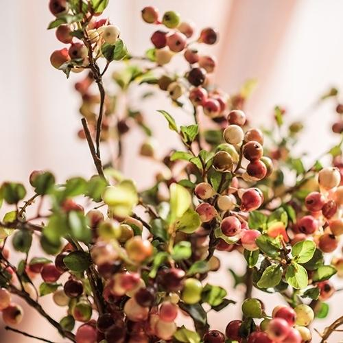 Artificial Fruit Artificial Berry Stem in Yellow/Red - 17 inch