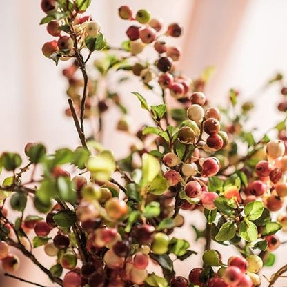 Artificial Fruit Artificial Berry Stem in Yellow/Red - 17 inch