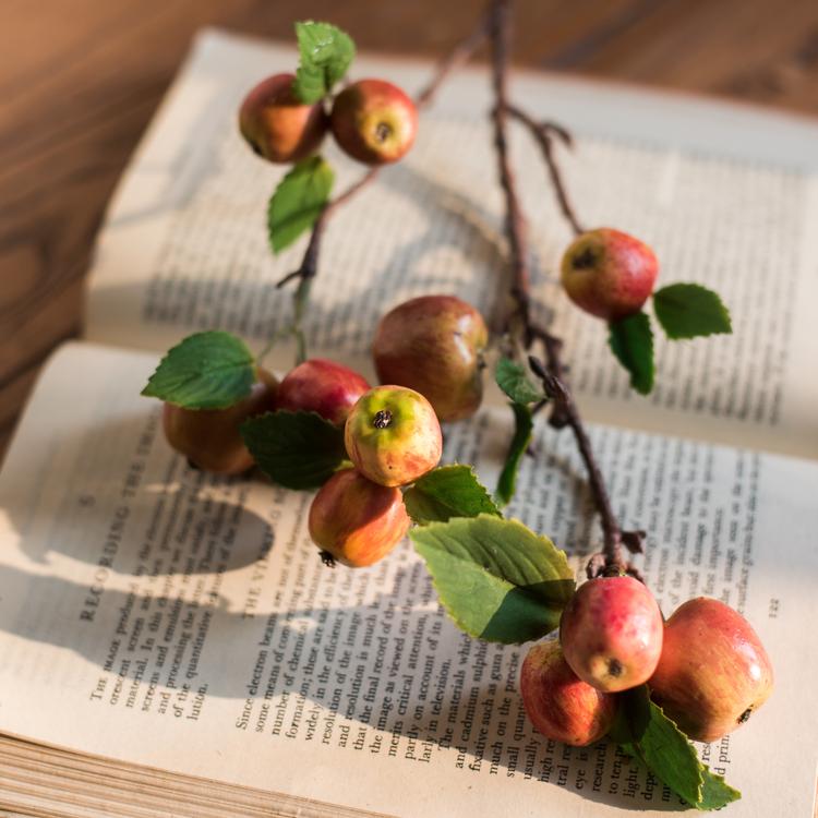 Artificial Mini Apple Stems in Red - 23 inch