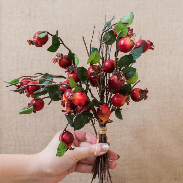Artificial Fruit Pomegranate Fruit Bouquet - 12"