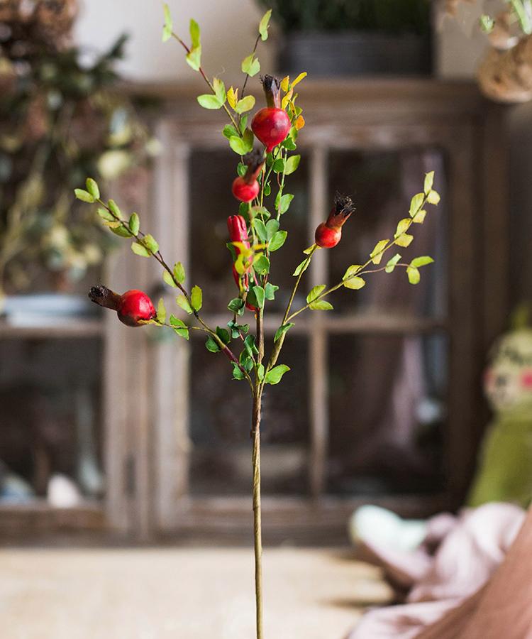 Small Artificial Pomegranate Fruit Stem - 23"