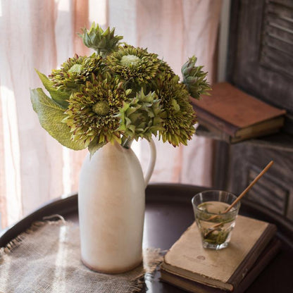 Artificial Sunflower Bouquet in Green or Orange - 18 inch