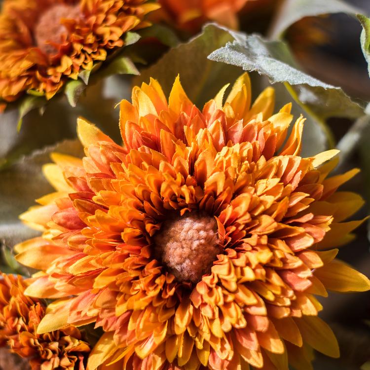 Artificial Sunflower Bouquet in Green or Orange - 18 inch