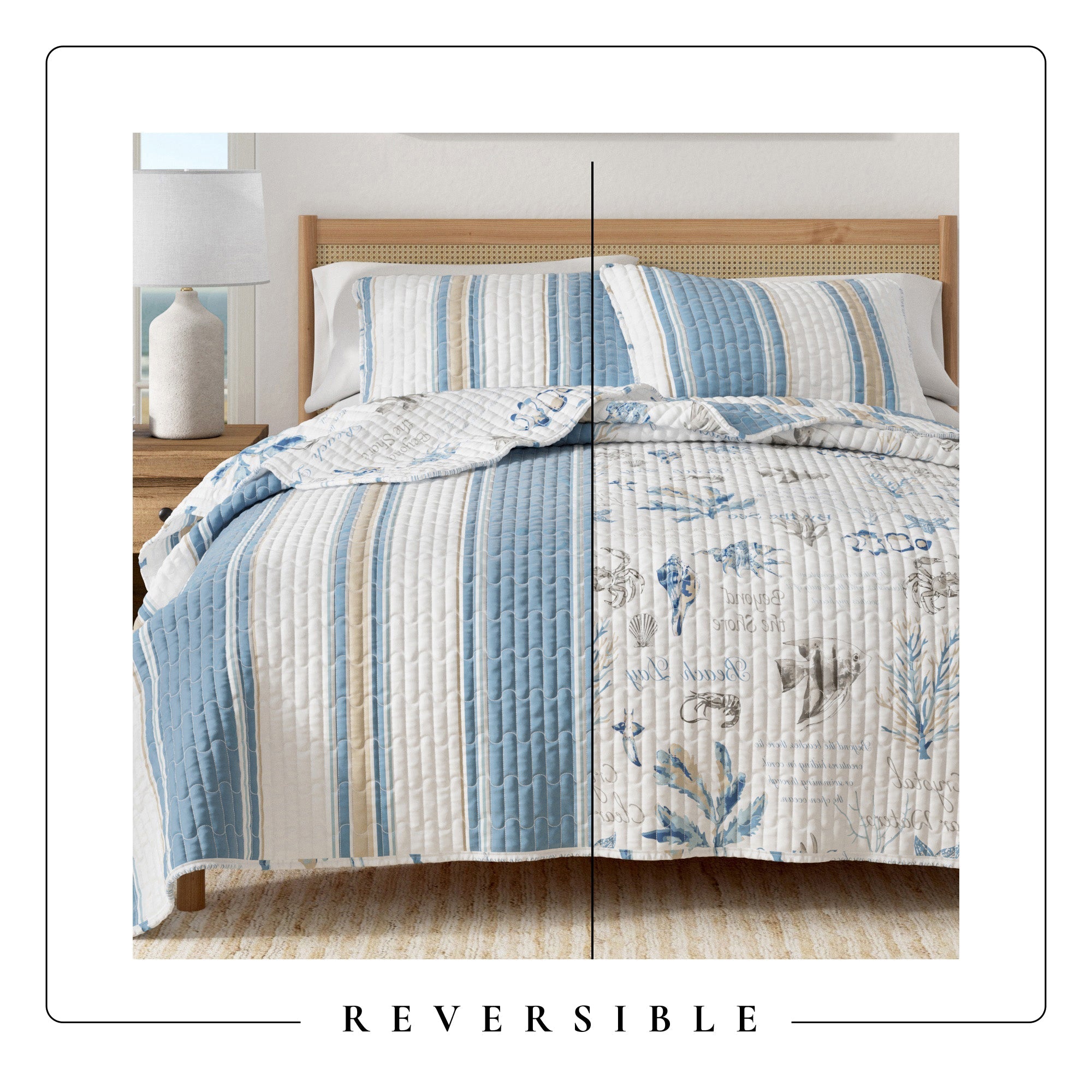 Stripe &amp; Ocean Story Coastal Quilt Set - New Castle Collection