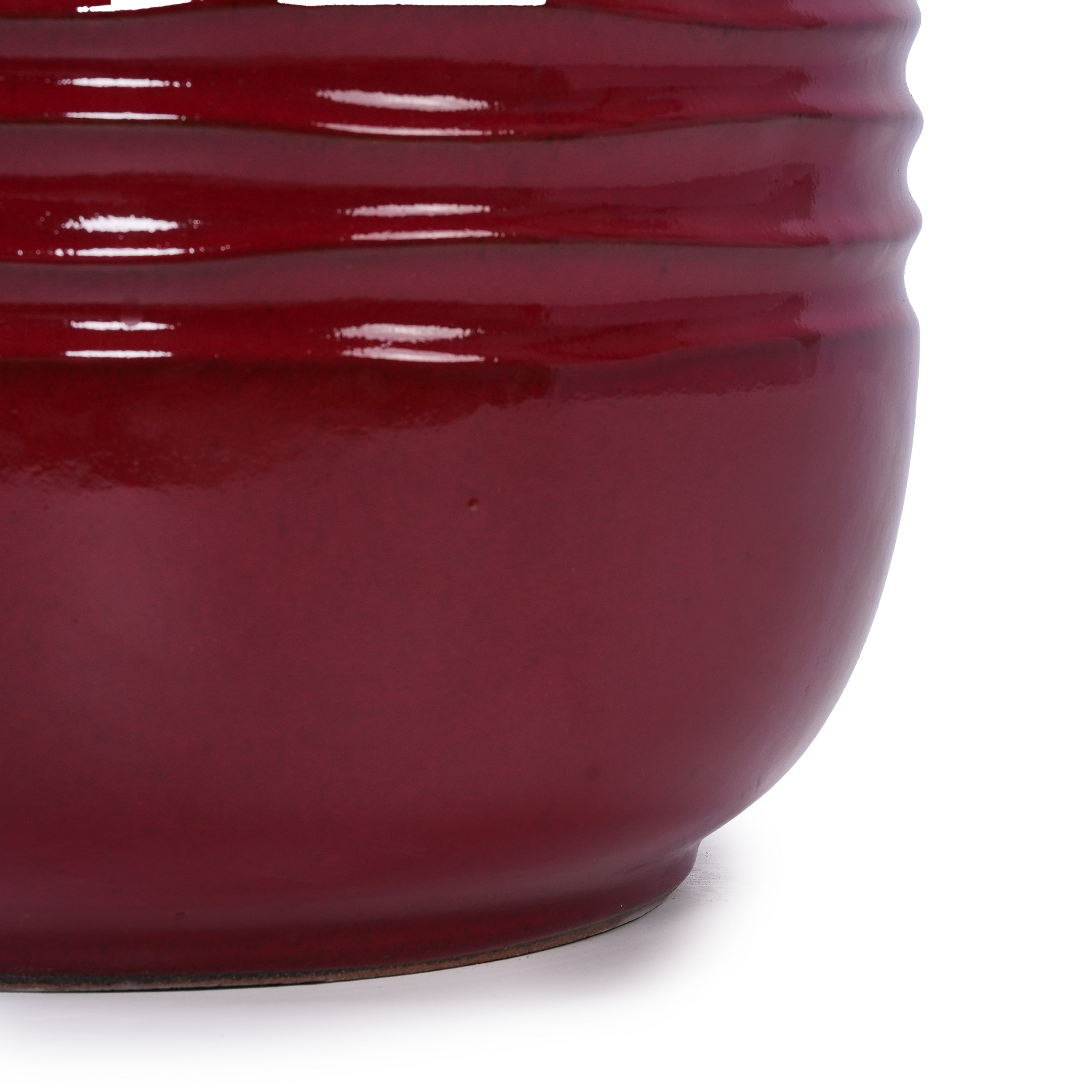 Set of 3 Ceramic Flowerpots - Bean Paste Red