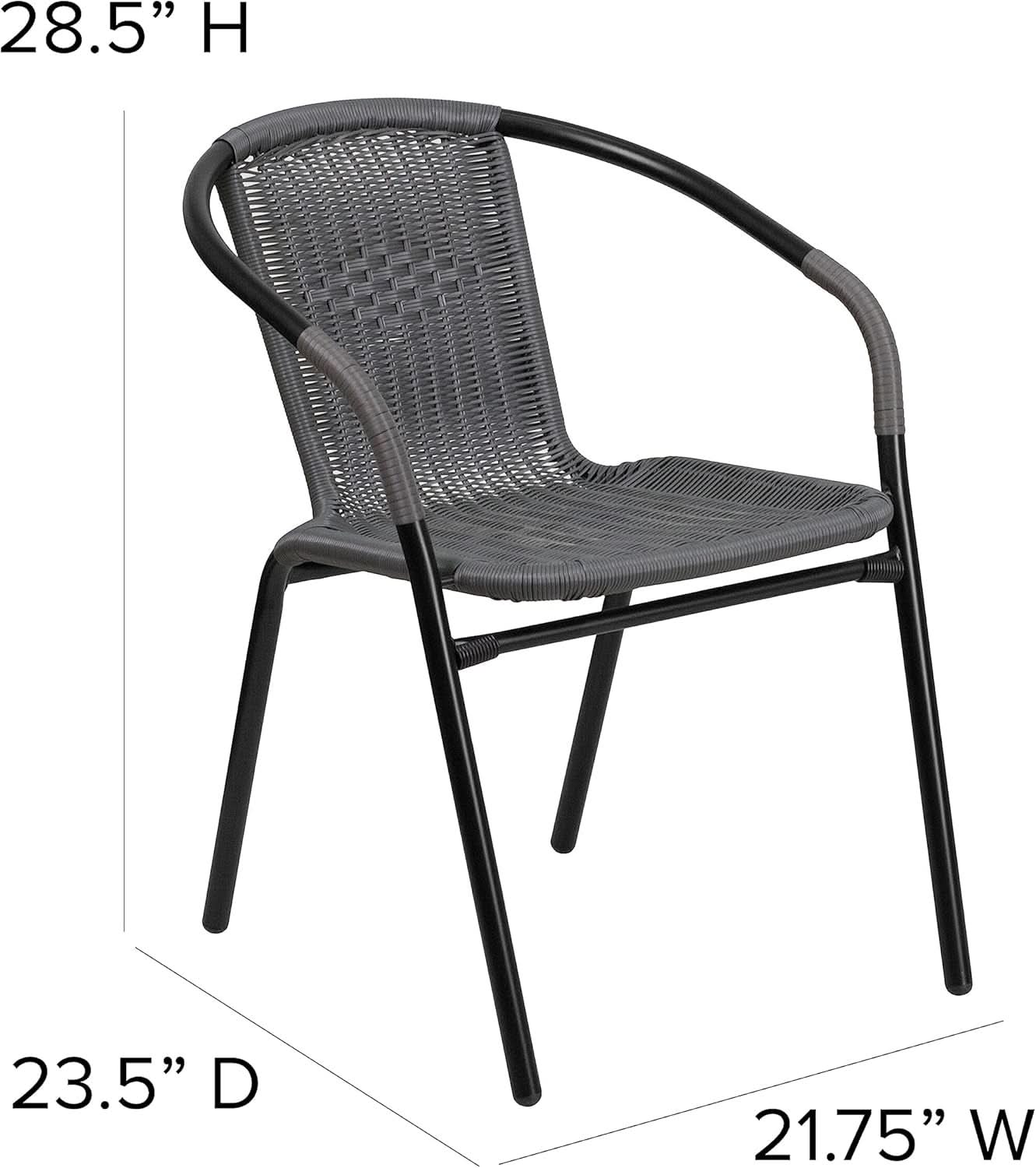Set of 4 Modern Stackable Rattan Outdoor Dining Chairs